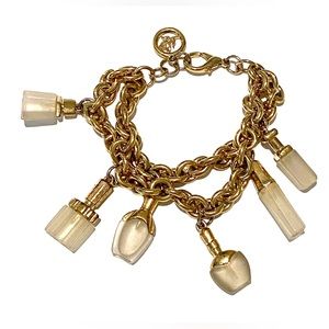 Vintage Perfume Bottle Charm Bracelet Gold